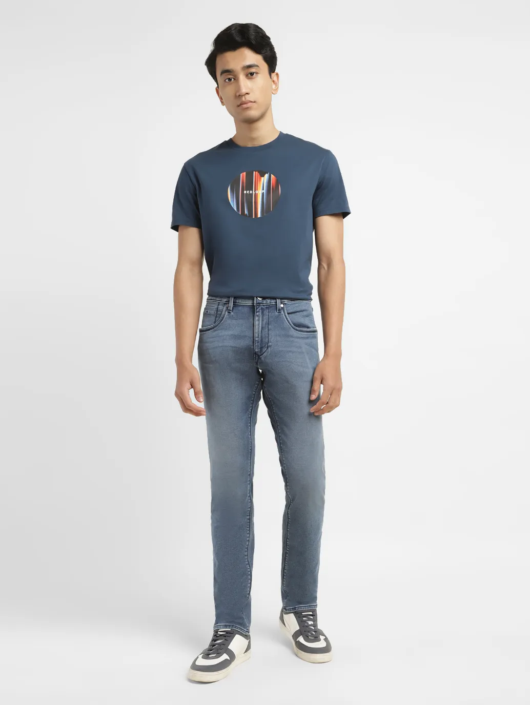 Men's Redloop 65504 Blue Skinny Fit Mid Rise Jeans - Image 7