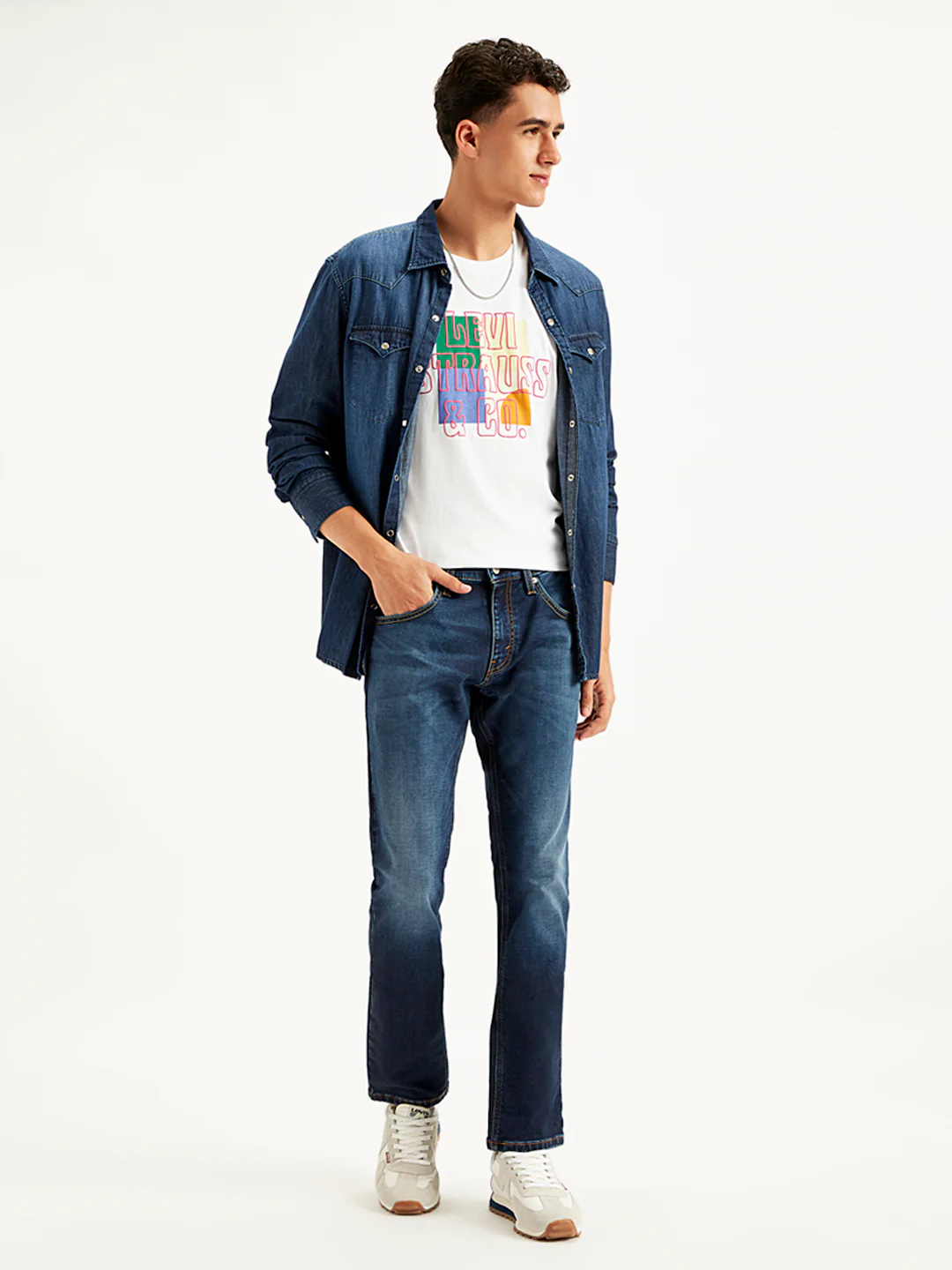 Men's 65504 Blue Skinny Fit Mid Rise Jeans - Image 5