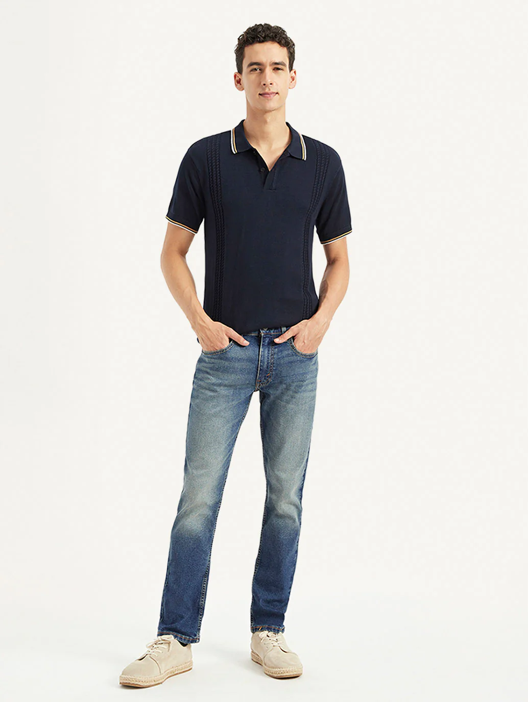 Men's 65504 Blue Skinny Fit Mid Rise Jeans - Image 2