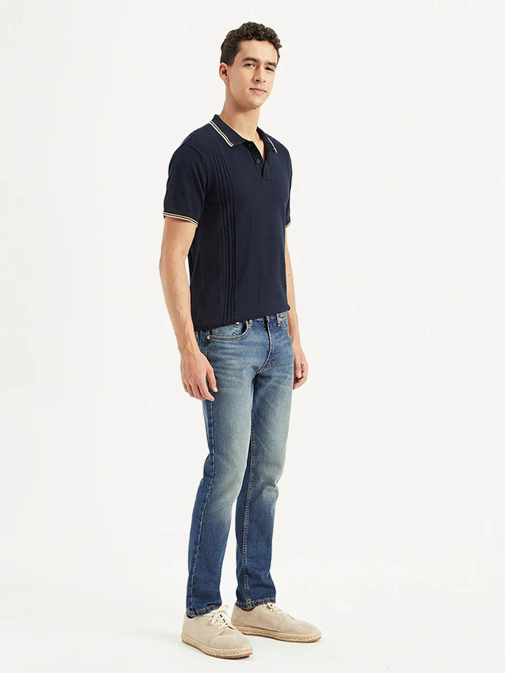 Men's 65504 Blue Skinny Fit Mid Rise Jeans - Image 5