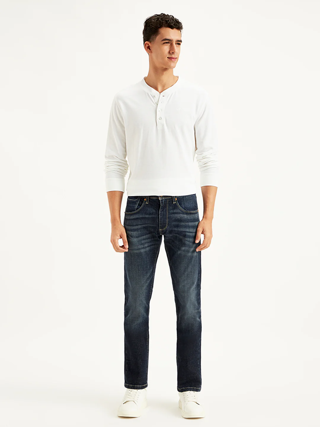 Men's 65504 Navy Blue Skinny Fit Mid Rise Jeans