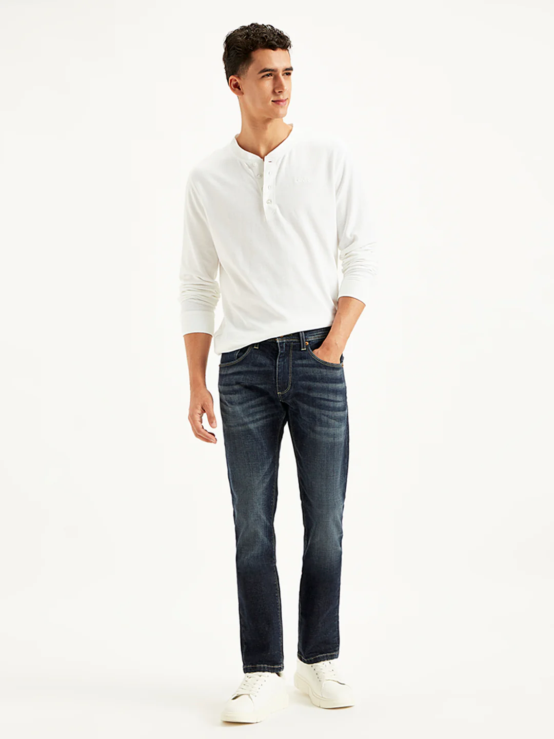 Men's 65504 Navy Blue Skinny Fit Mid Rise Jeans - Image 5