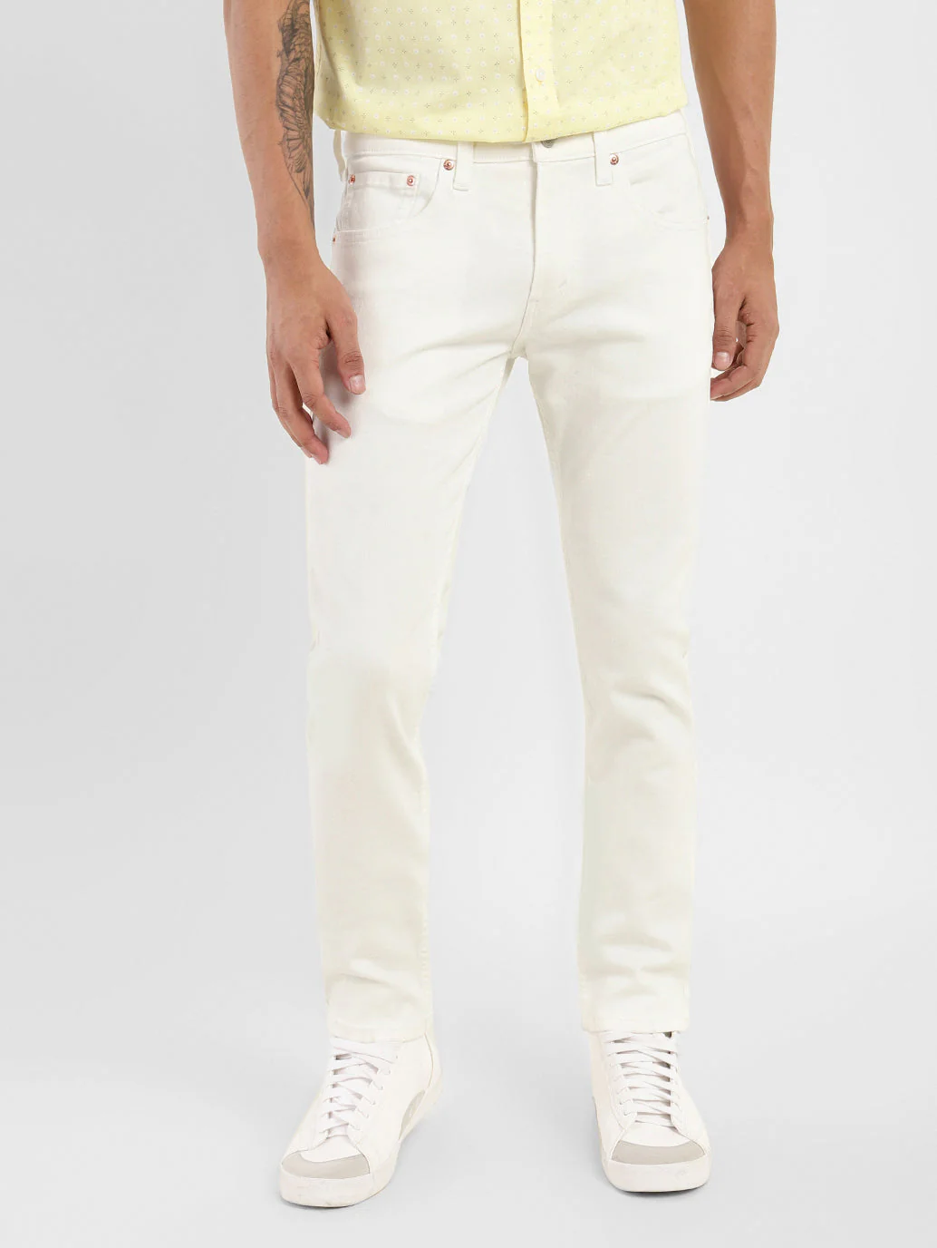 Men's 65504 White Skinny Fit Mid Rise Jeans - Image 2