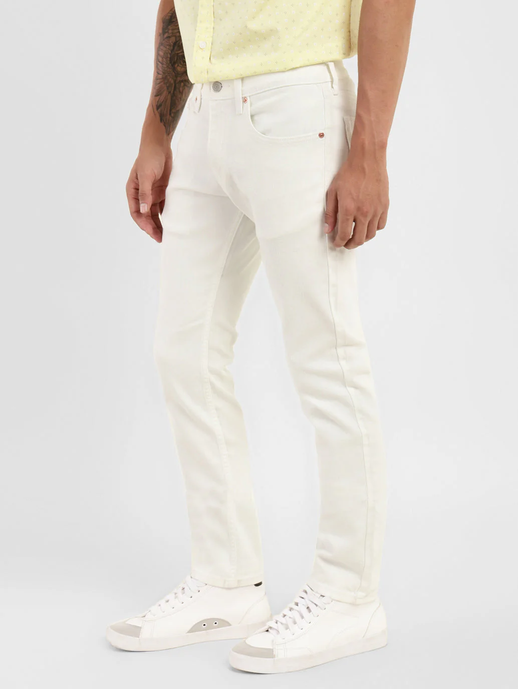 Men's 65504 White Skinny Fit Mid Rise Jeans - Image 4