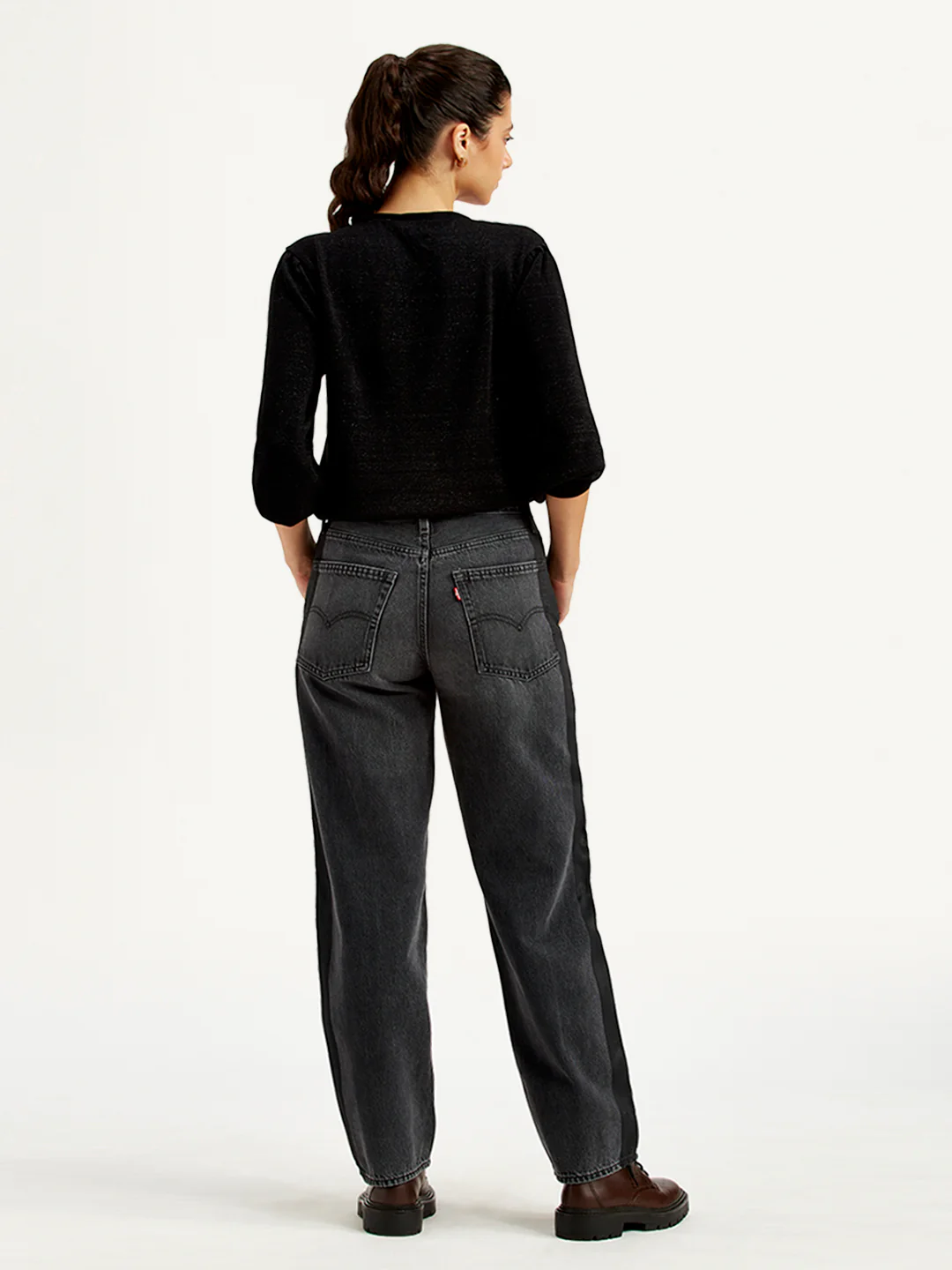 Women's 94 Charcoal Grey Baggy Fit Mid Rise Jeans - Image 2
