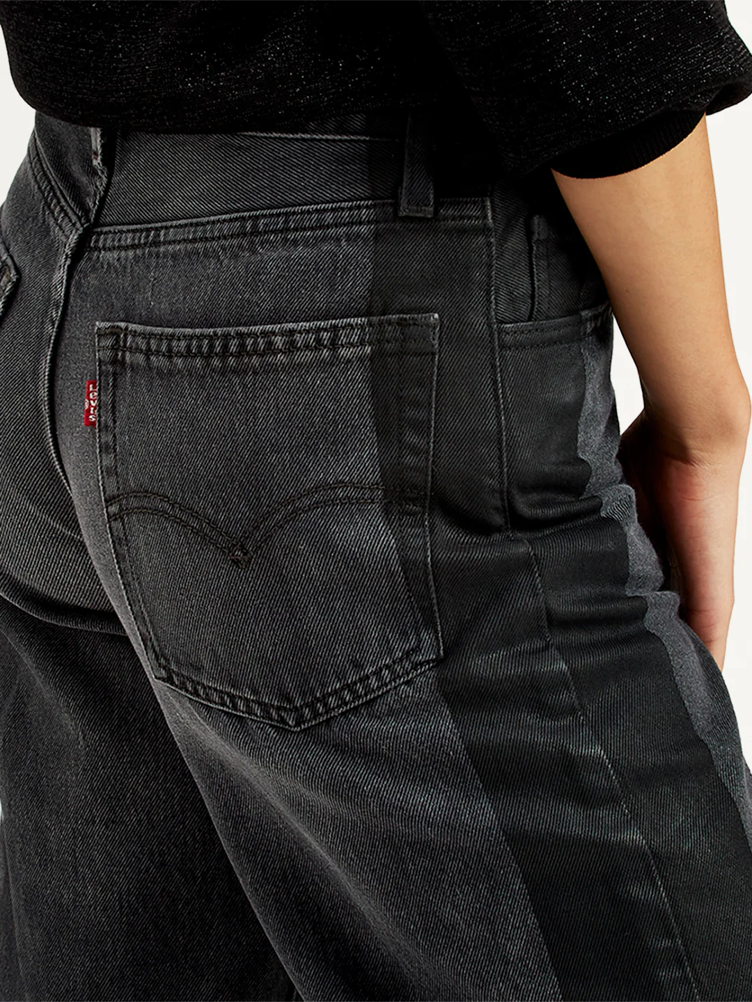 Women's 94 Charcoal Grey Baggy Fit Mid Rise Jeans - Image 3