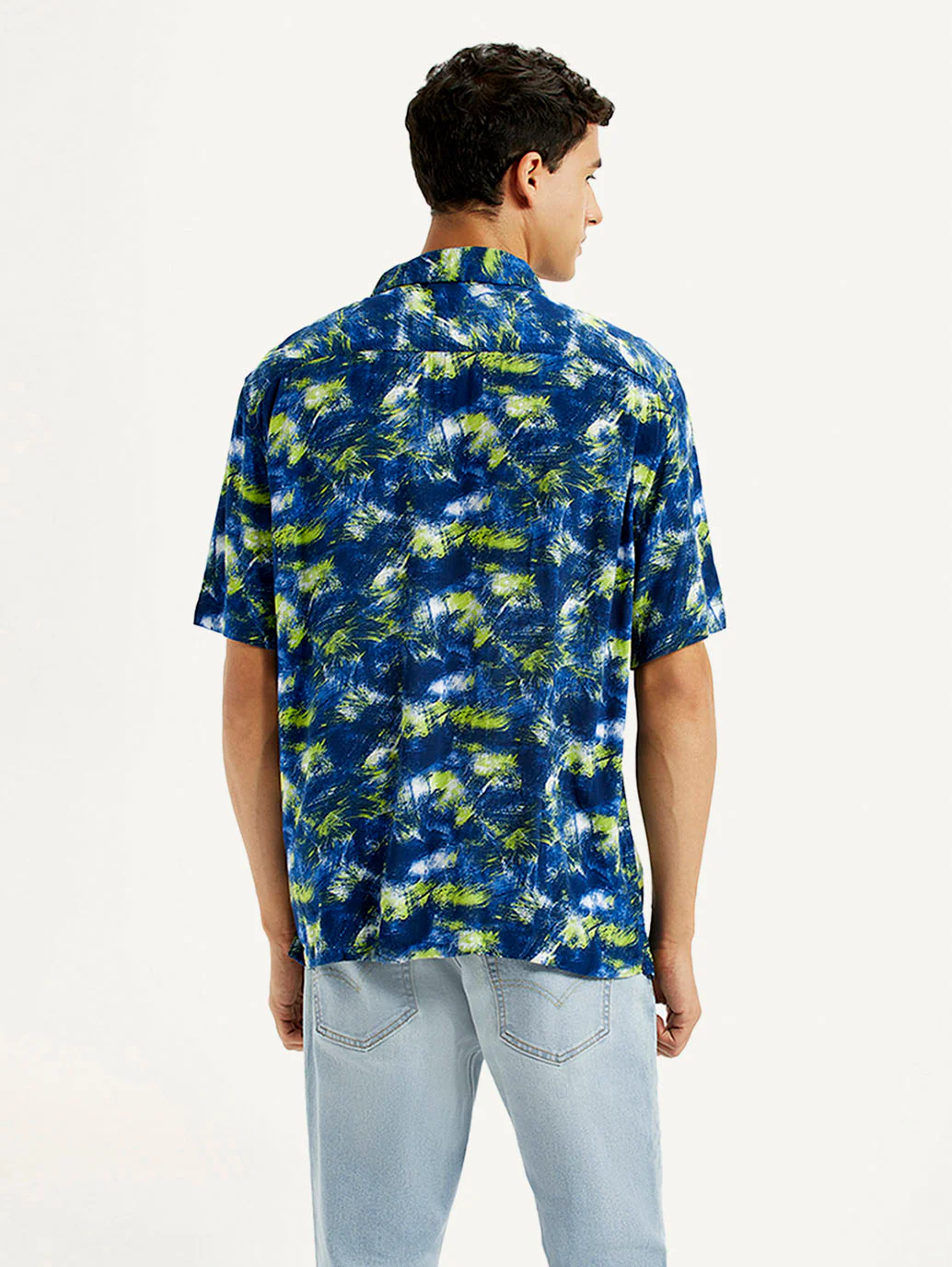 Men's Abstract Multi Color Slim Fit Camp Shirt - Image 3