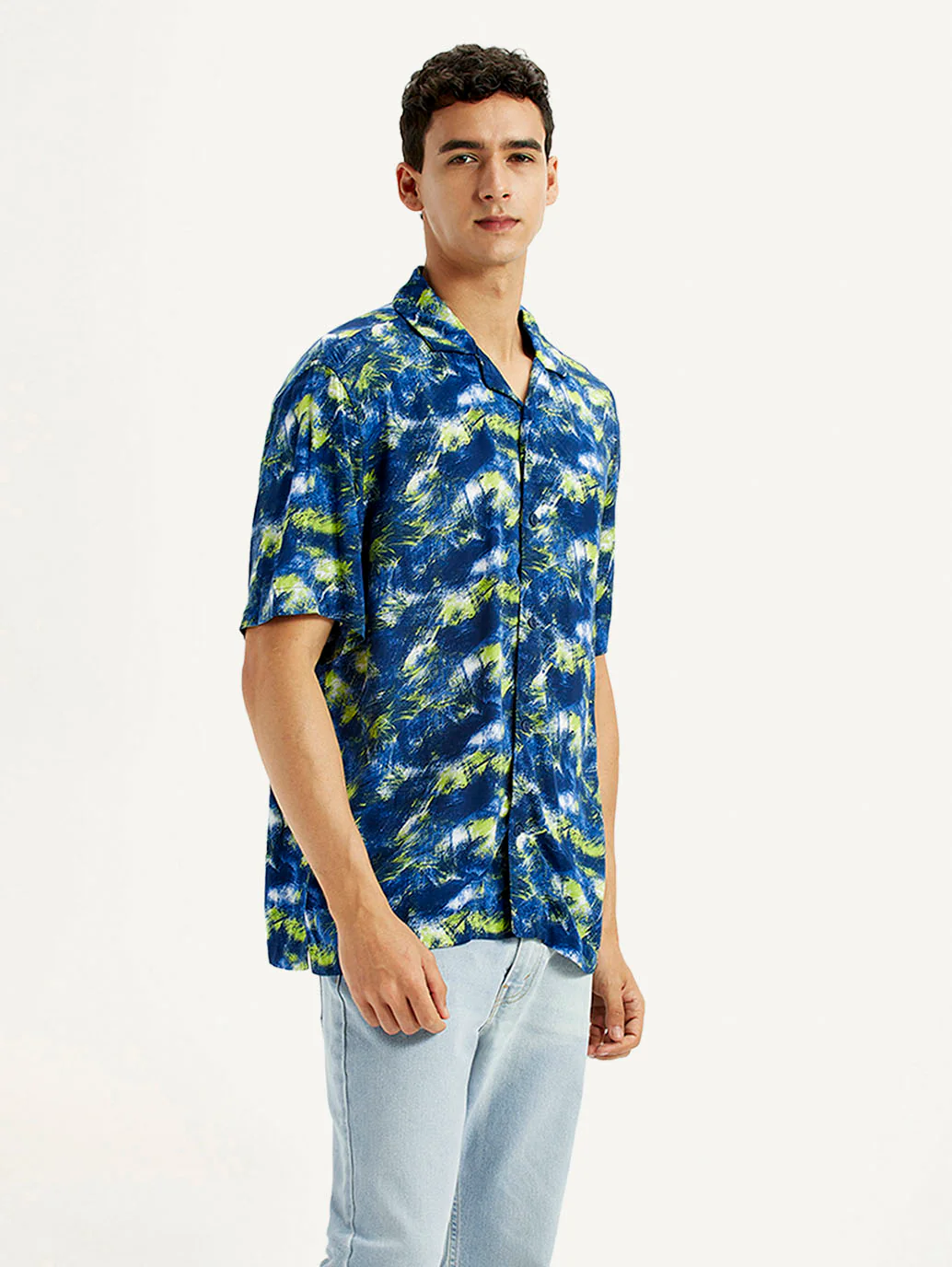 Men's Abstract Multi Color Slim Fit Camp Shirt - Image 5