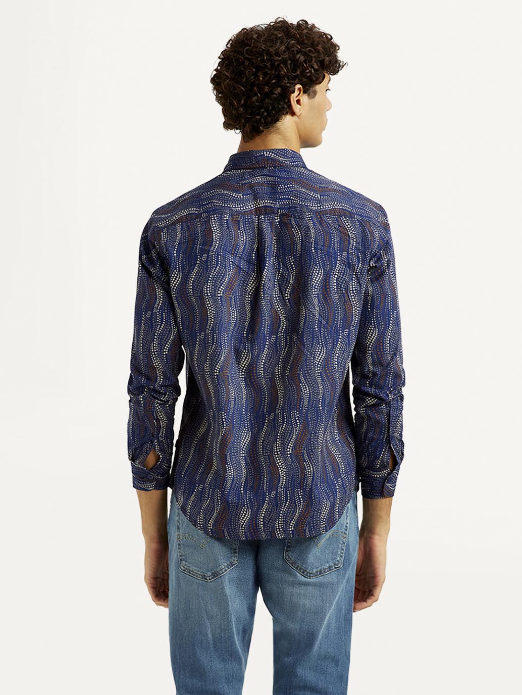 Men's Abstract Navy Slim Fit Shirt - Image 3