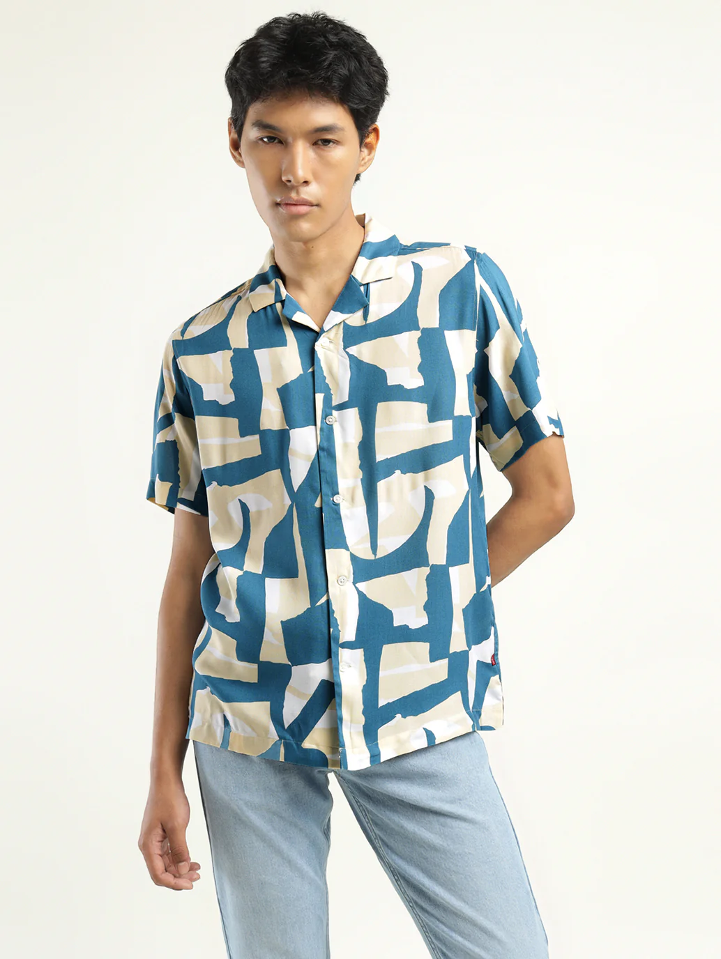 Men's Abstract Print Camp Shirt - Image 2