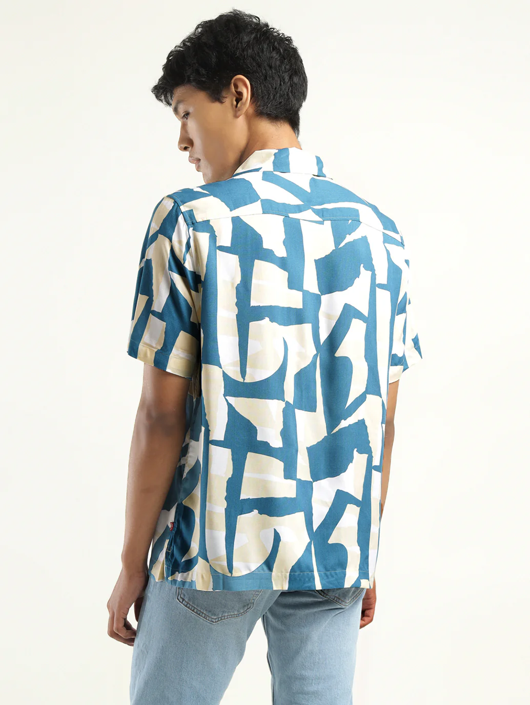 Men's Abstract Print Camp Shirt - Image 3