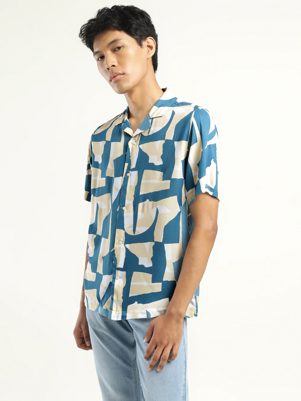 Men's Abstract Print Camp Shirt - Image 5