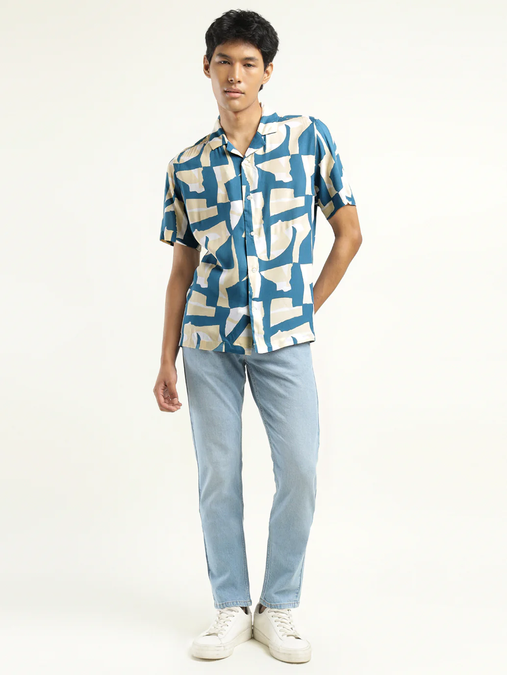 Men's Abstract Print Camp Shirt - Image 6