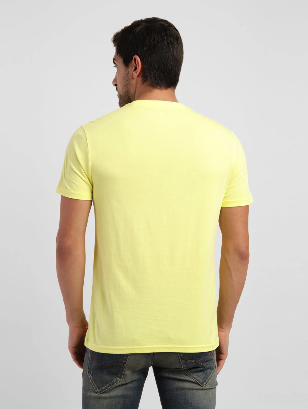 Men's Abstract Print Crew Neck T-shirt Yellow - Image 3