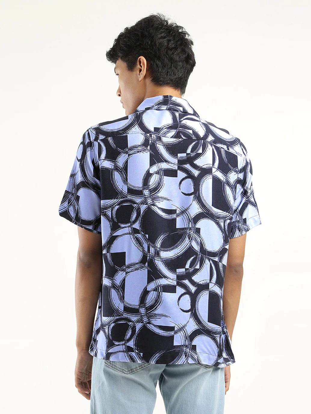 Men's Abstract Print Lapel Collar Shirt - Image 3