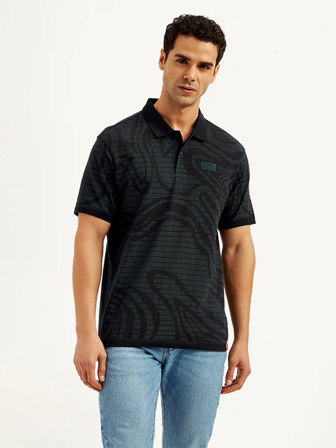 Men's Abstract Print Slim Fit Polo T-Shirt - Image 2