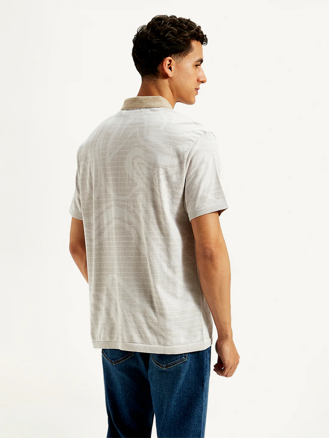 Men's Abstract Print Slim Fit Polo T-Shirt - Image 3