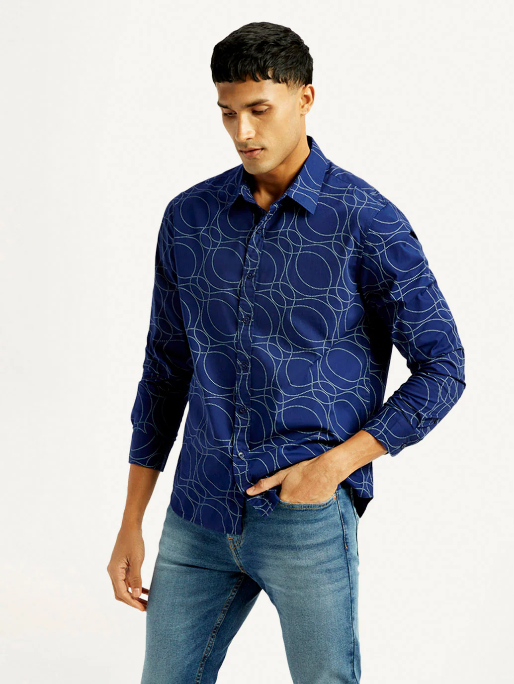 Men's Abstract Print Slim Fit Shirt - Image 5