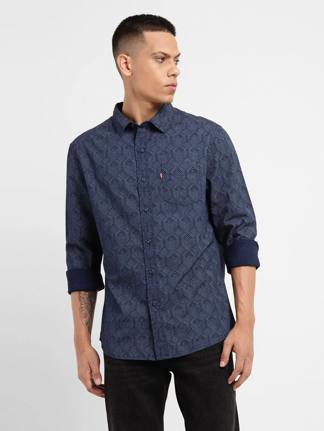 Men's Geometric Print Slim Fit Shirt - Image 2
