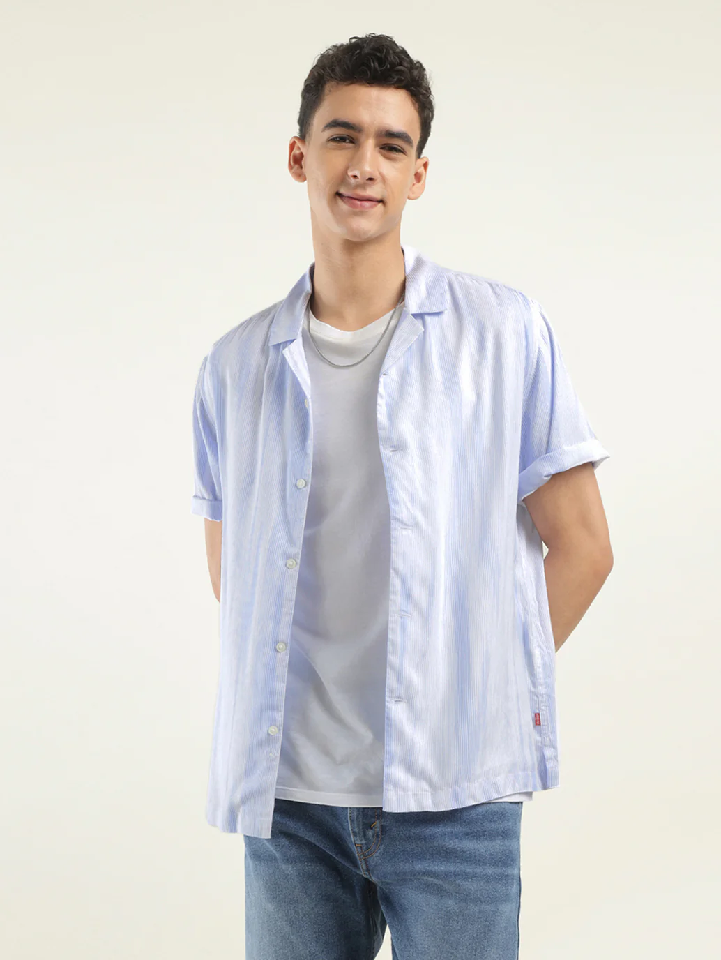 Men's Abstract Print Spread Collar Shirt