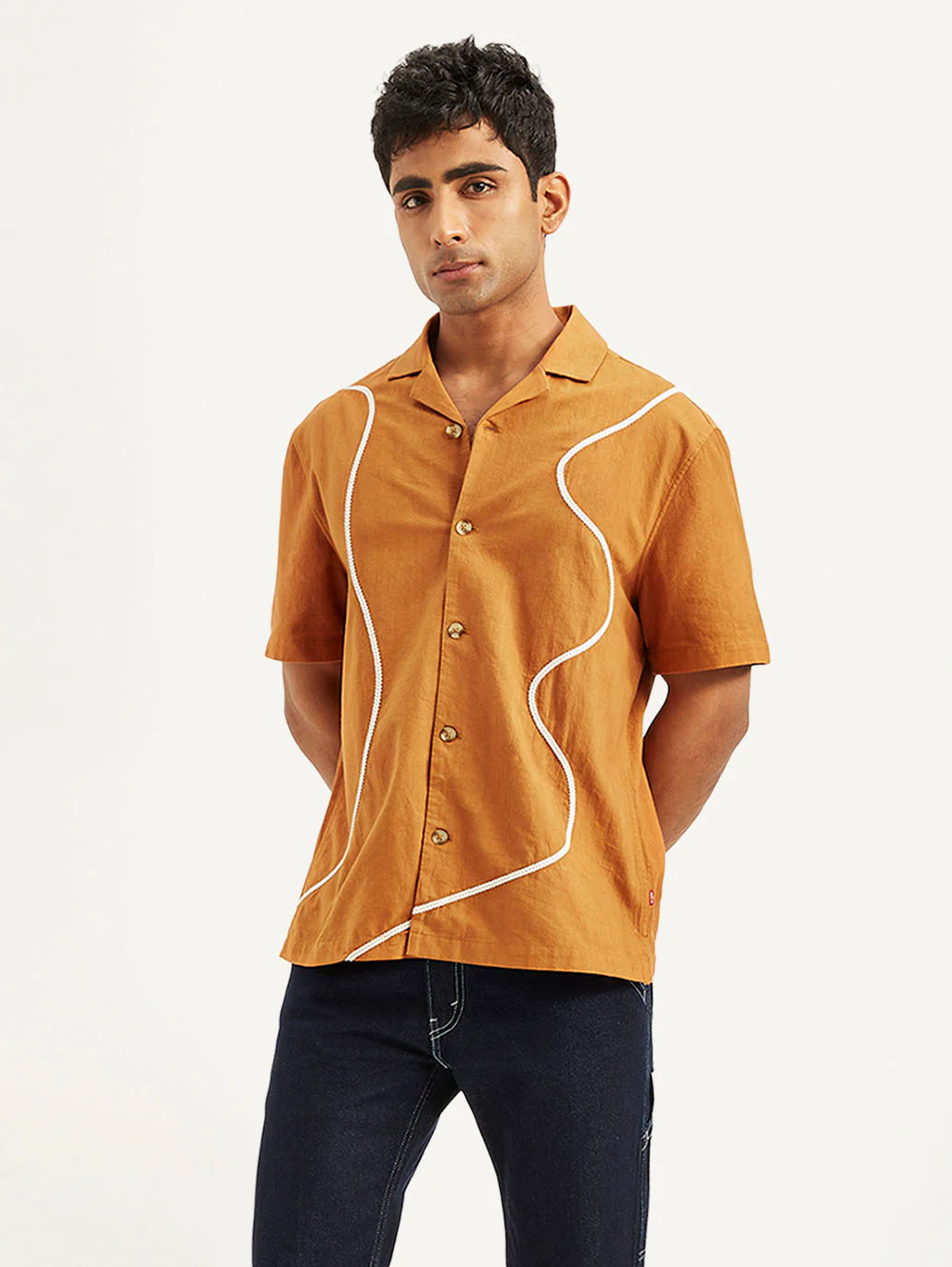 Men's Resort Collar Embroidered Regular Fit Shirt - Image 3