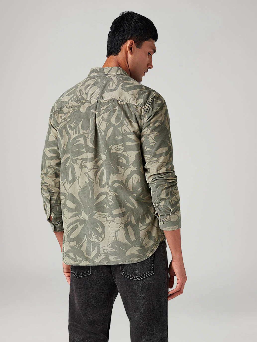 Men's Abstract Slim Fit Corduroy Shirt - Image 2