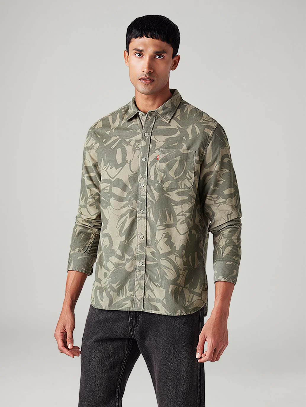 Men's Abstract Slim Fit Corduroy Shirt - Image 3