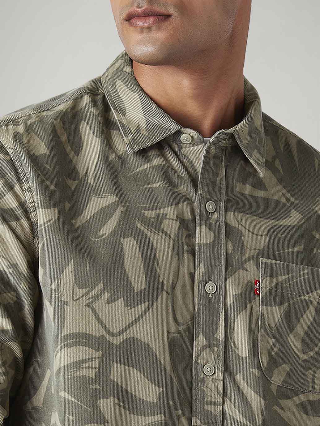 Men's Abstract Slim Fit Corduroy Shirt - Image 4