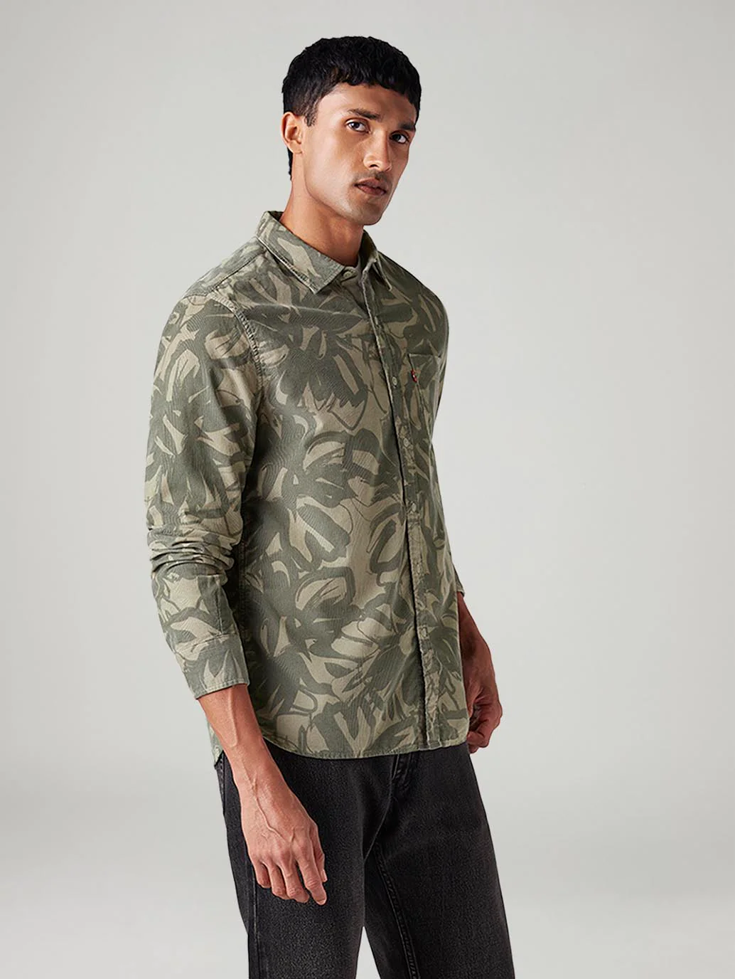 Men's Abstract Slim Fit Corduroy Shirt - Image 5