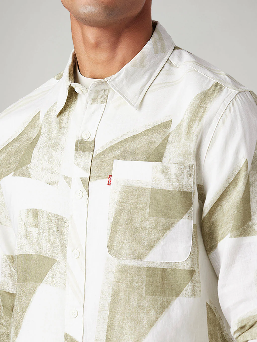Men's Abstract Slim Fit Linen Shirt - Image 4