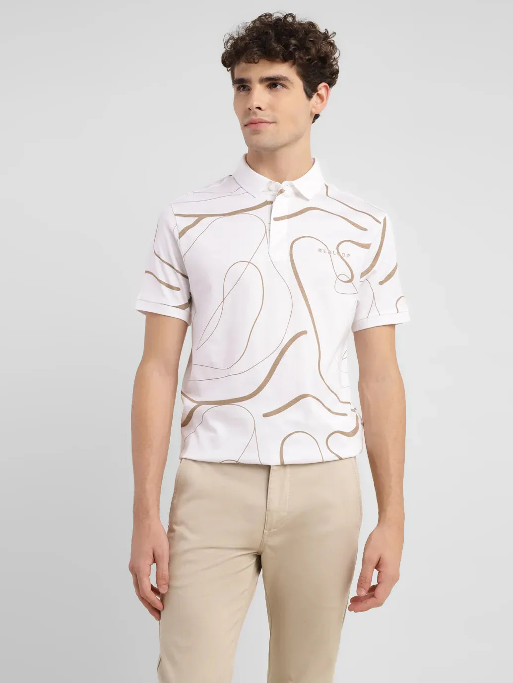 Men's Redloop Abstract Slim Fit Polo T-shirt