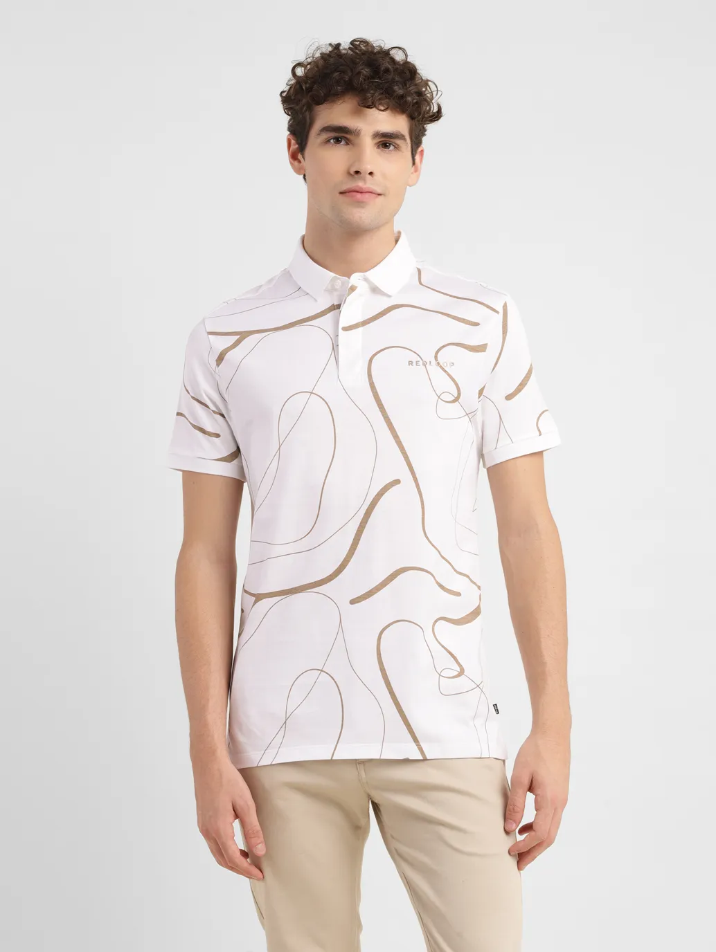 Men's Redloop Abstract Slim Fit Polo T-shirt - Image 2