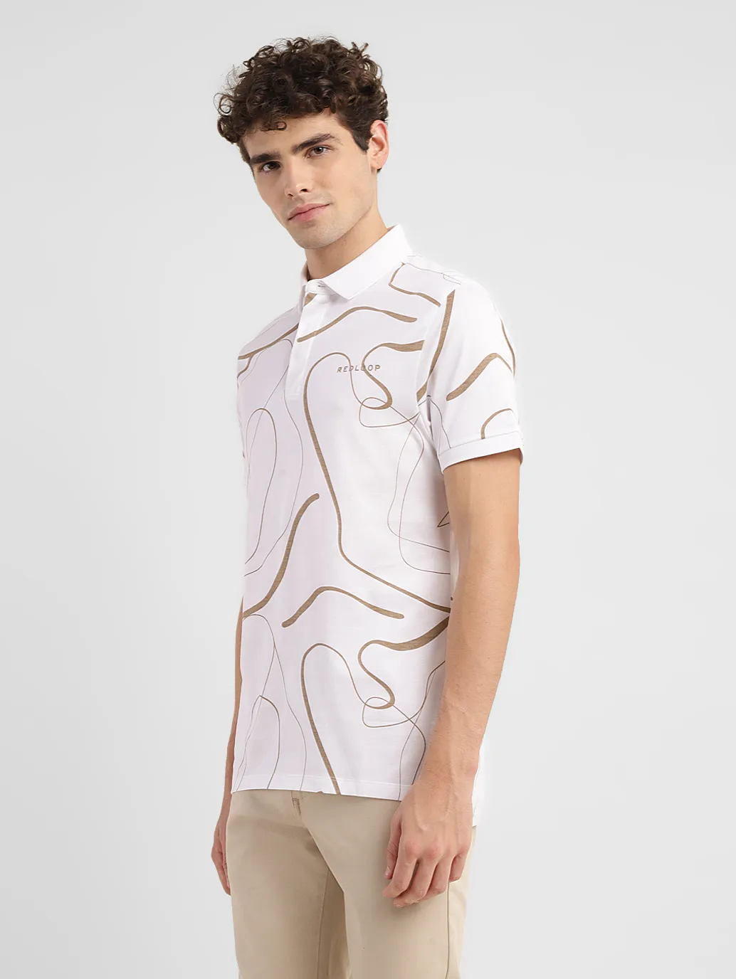 Men's Redloop Abstract Slim Fit Polo T-shirt - Image 4