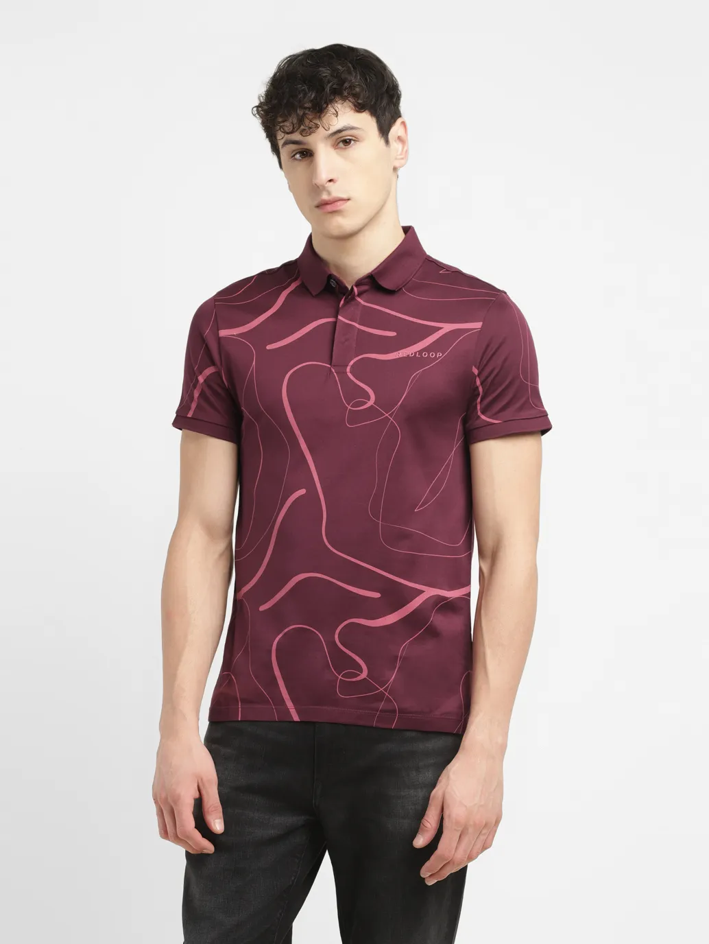 Men's Redloop Abstract Slim Fit Polo T-shirt - Image 2