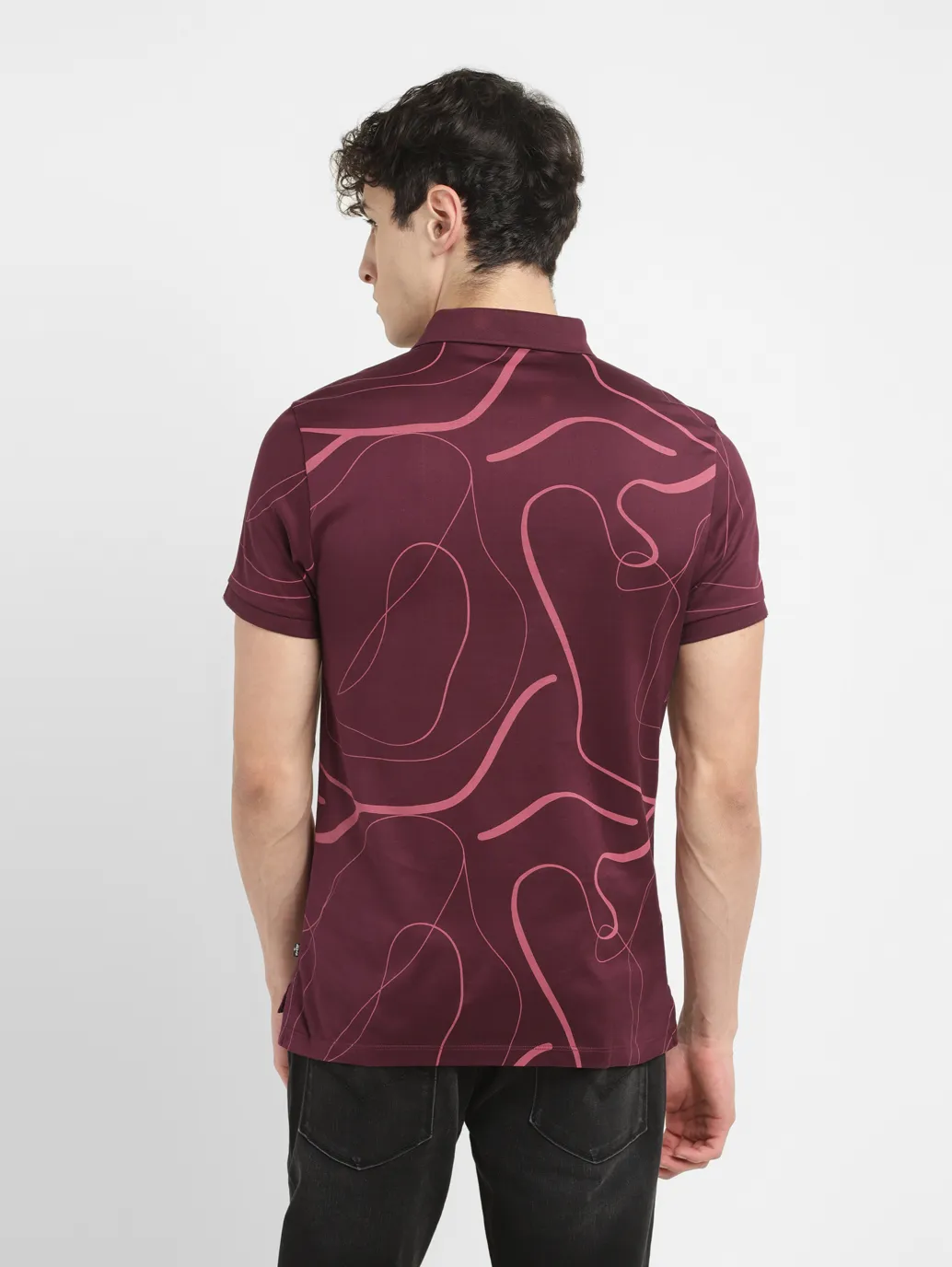 Men's Redloop Abstract Slim Fit Polo T-shirt - Image 3