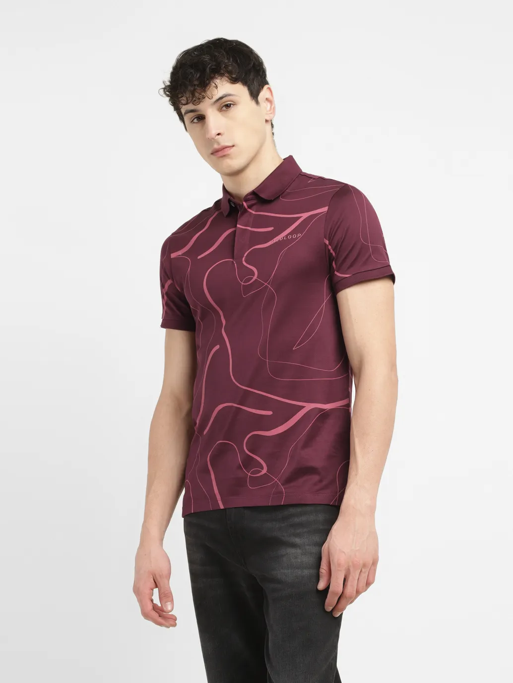 Men's Redloop Abstract Slim Fit Polo T-shirt - Image 4