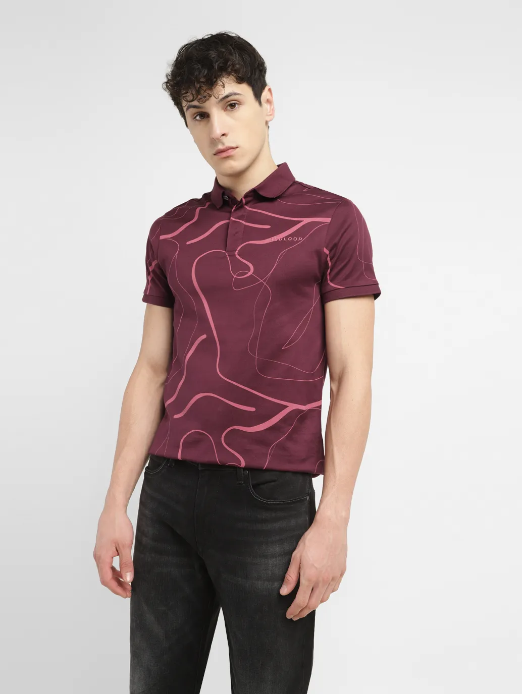 Men's Redloop Abstract Slim Fit Polo T-shirt - Image 6