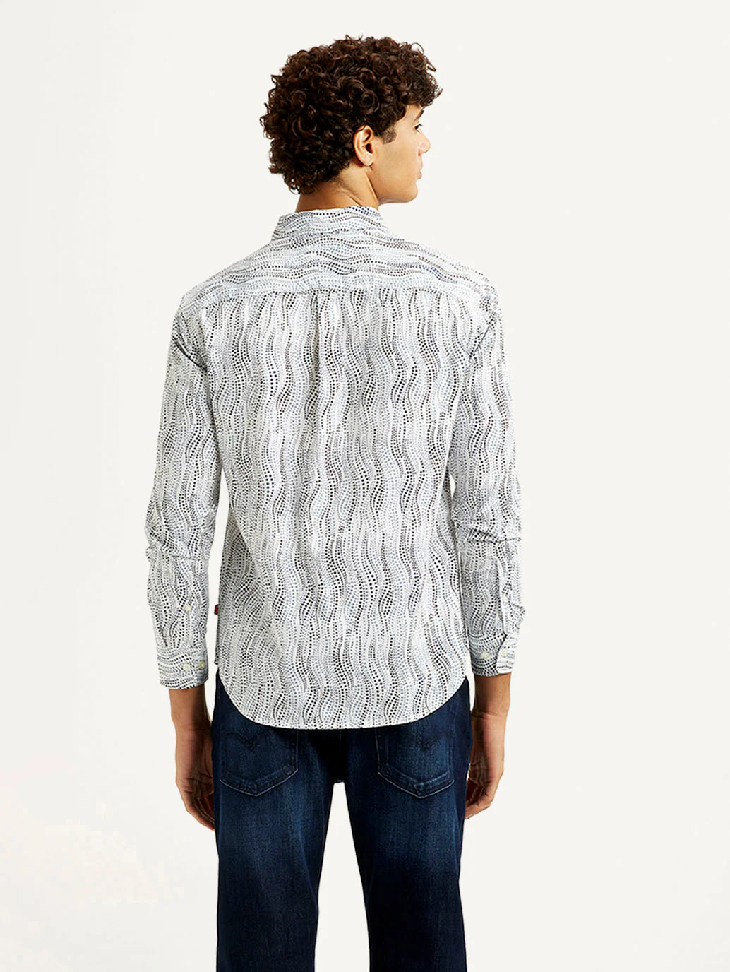 Men's Abstract White Slim Fit Shirt - Image 3