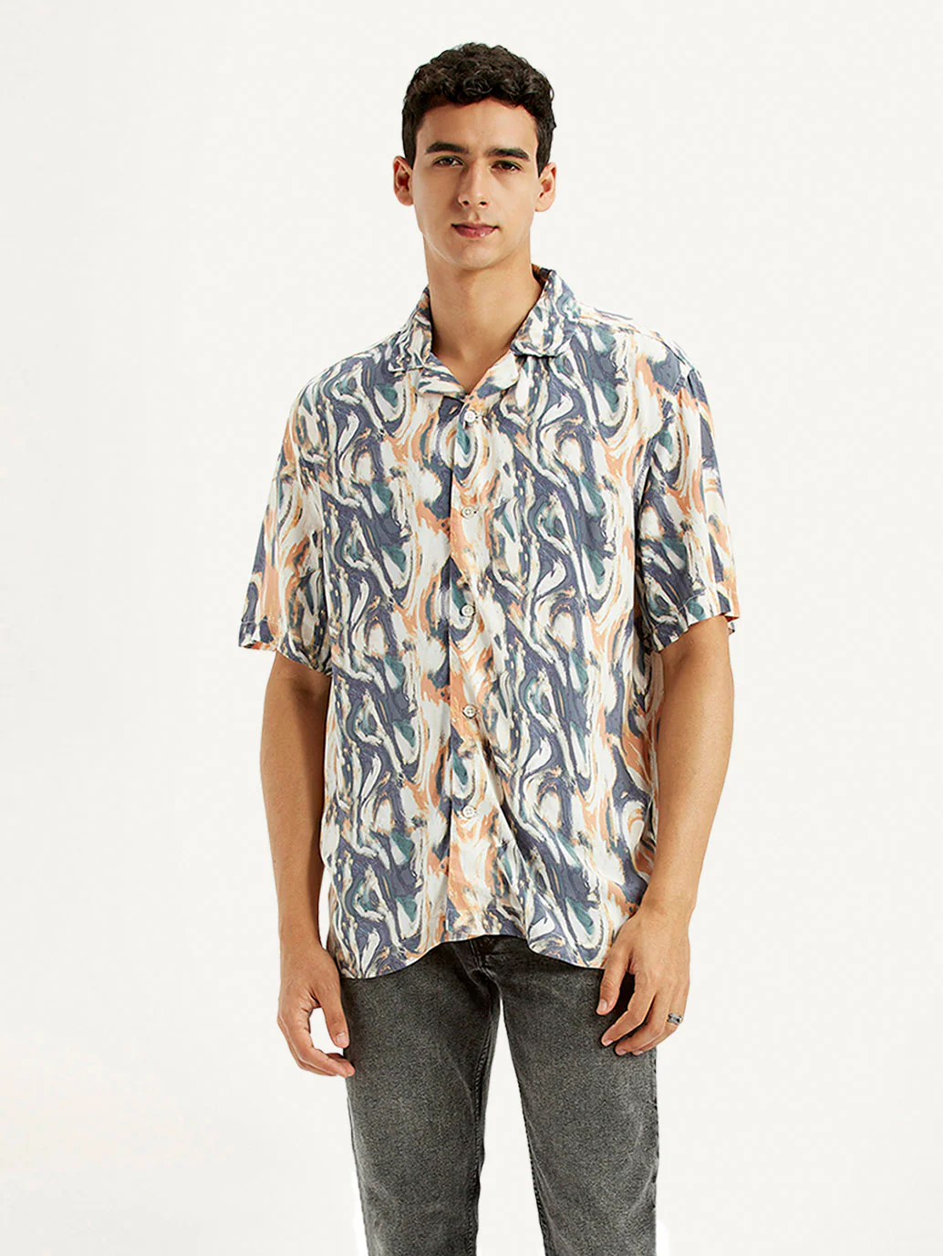 Men's All Over Print Multi Color Slim Fit Camp Shirt - Image 4