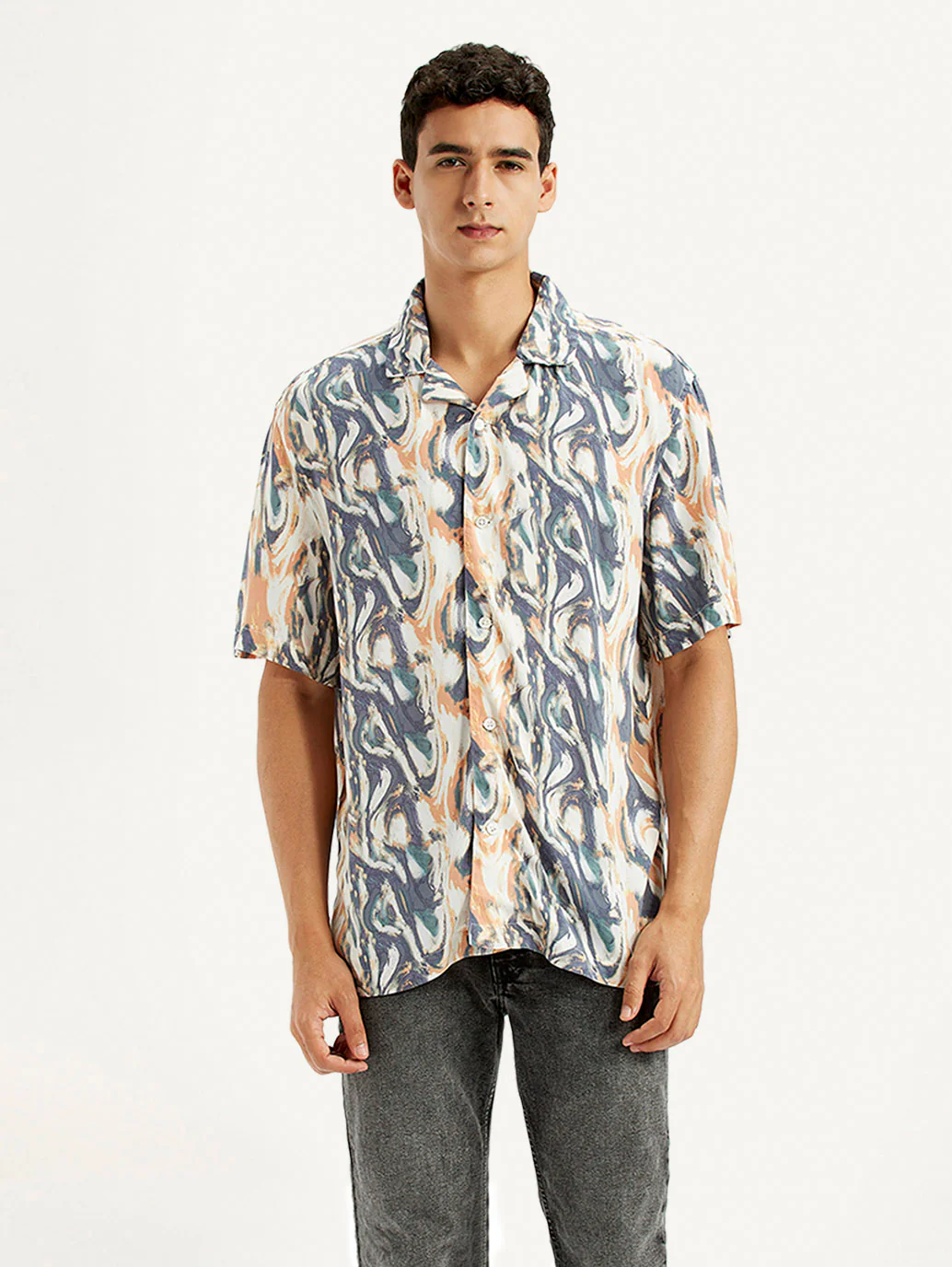 Men's All Over Print Multi Color Slim Fit Camp Shirt - Image 5