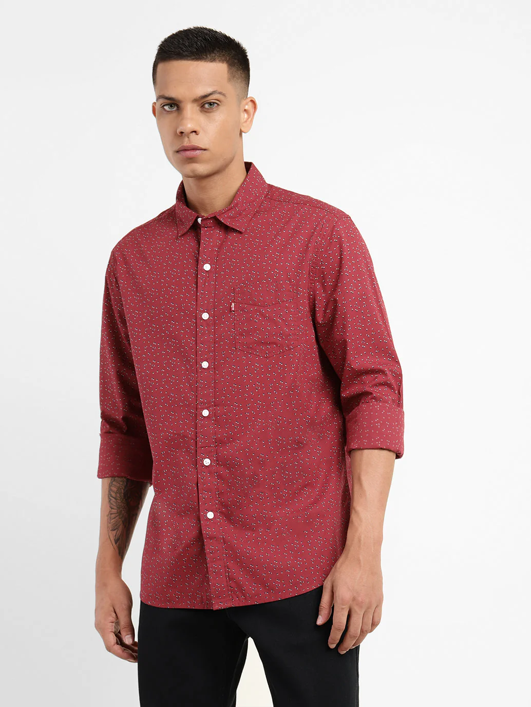 Men's Geometric Print Slim Fit Shirt - Image 2