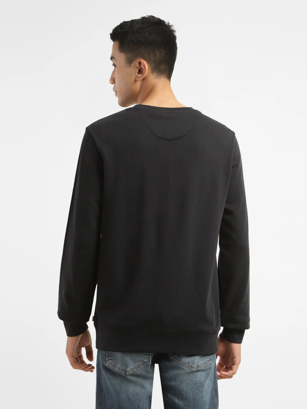 Men's Alphanumeric Black Crew Neck Sweatshirt - Image 3
