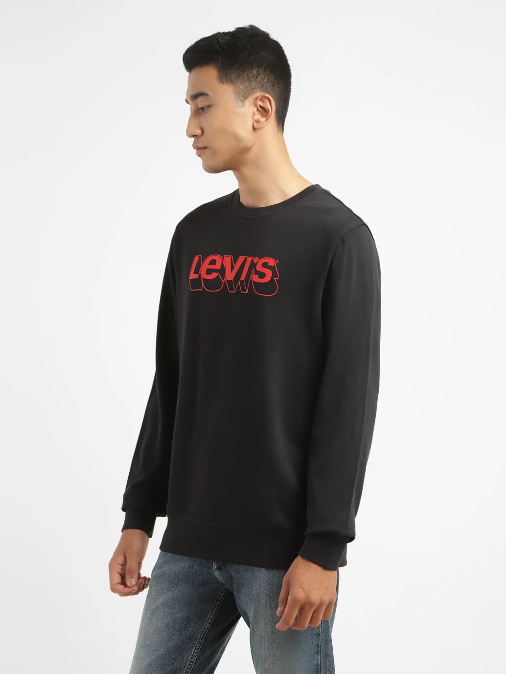Men's Alphanumeric Black Crew Neck Sweatshirt - Image 4