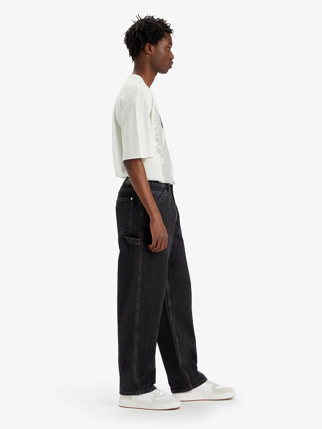 Men's Black Baggy Fit Mid Rise Jeans - Image 3