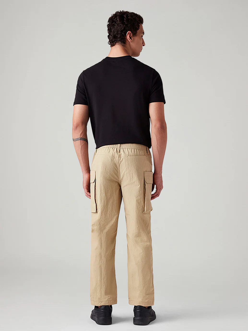 Men's Beige Authentic Relaxed Straight Fit Mid Rise Cargos - Image 4