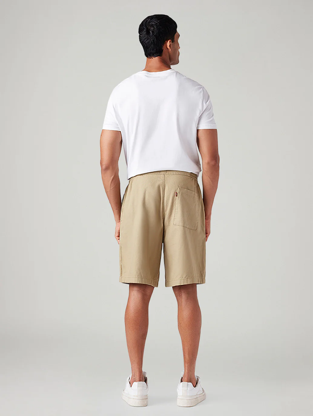 Men's Beige Baggy Fit Mid Rise Linen Shorts - Image 4