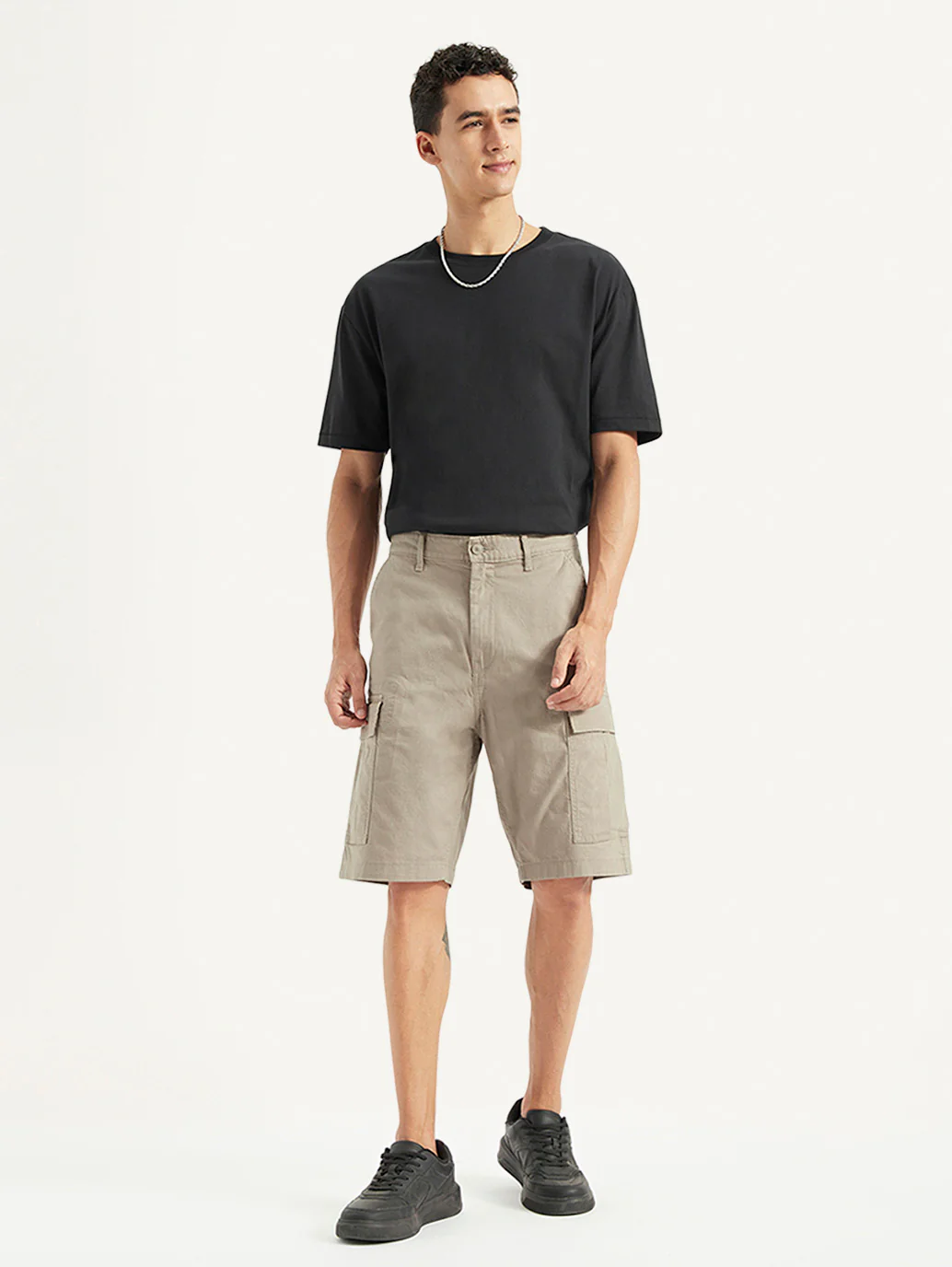 Men's Beige Cargo Fit Shorts - Image 2