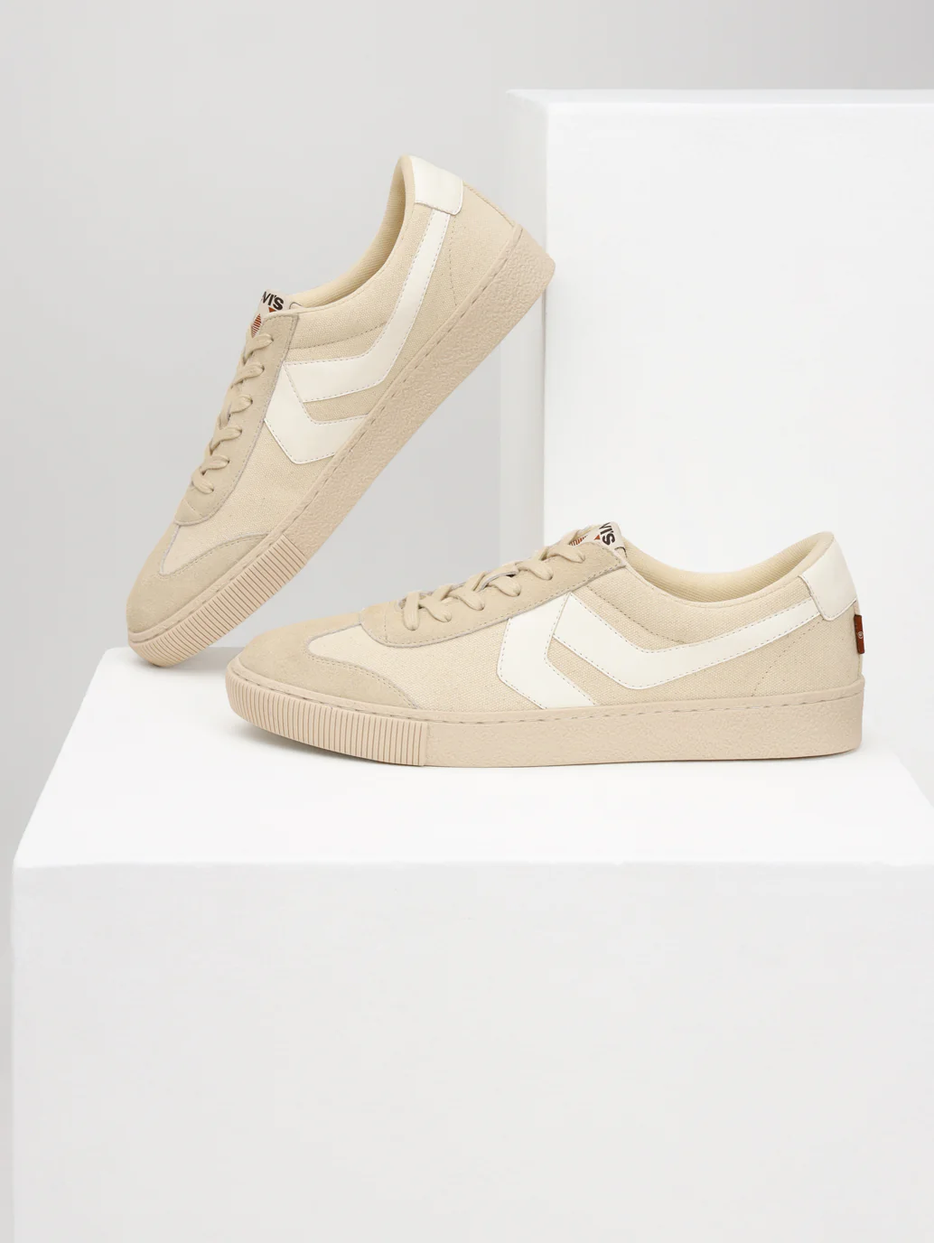 Men's Beige Colorblock Sneakers - Image 7