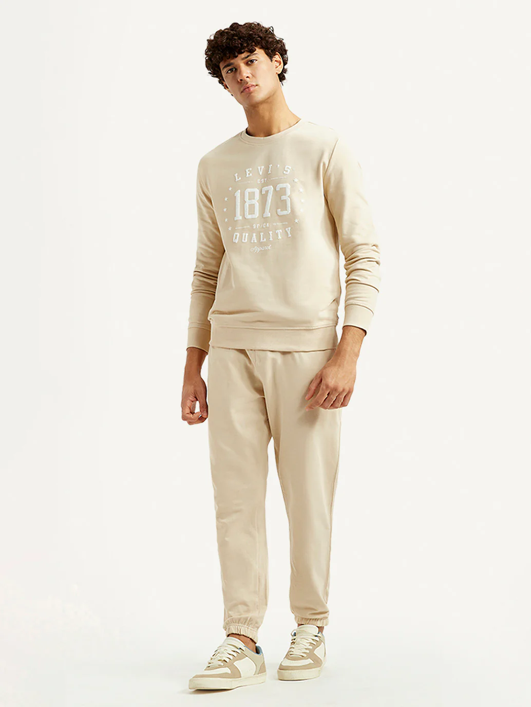 Men's Beige Regular Fit Co-Ord Set
