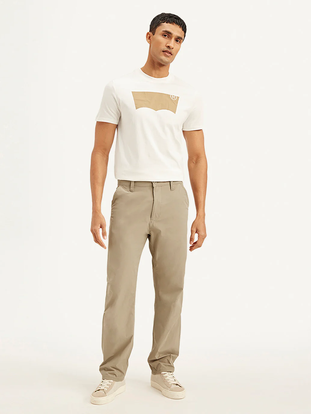 Men's Beige Loose Fit Chino Cargos - Image 2